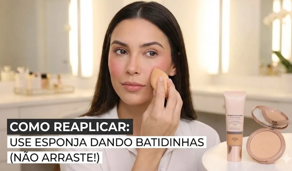 Como reaplicar protetor com cor sem estragar a maquiagem
